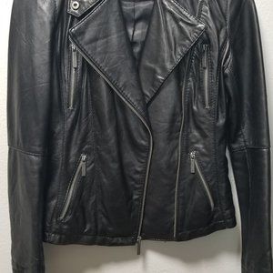 black biker leather jacket